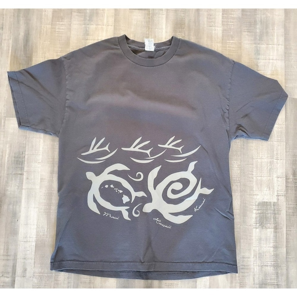 Alstyle Shirt Mens XL‎ Gray Aloha Island Style Hawaii Turtle Graphic Tee Beach